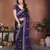 Blue color fendy chiffon fabric stylish bollywood style saree