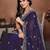 Blue color fendy chiffon fabric stylish bollywood style saree