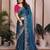 Teal blue color fendy chiffon fabric stylish bollywood style saree