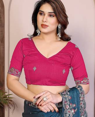 Teal blue chiffon stylish style saree 5