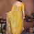 Yellow color designer fendy chiffon fabric beautiful embroidered saree
