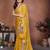 Yellow color designer fendy chiffon fabric beautiful embroidered saree