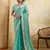 Sea green color designer fendy chiffon fabric beautiful embroidered saree