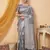 Grey color linen cotton fabric woven designer partywear saree