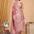Pink color linen cotton fabric woven designer partywear saree