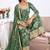 Dark-green embroidery chinon silk salwar suit