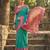Sea green color soft silk fabric woven designer graceful ethnic saree