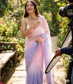 Pink-lavender twin padding color pixel crush fabric smart and sophisticated girlie saree