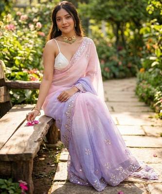 Pink-lavender twin padding pixel crush smart and sophisticated girlie saree 2