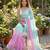 Sea green-pink twin padding color pixel crush fabric smart and sophisticated girlie saree