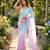 Sky blue-pink twin padding color pixel crush fabric smart and sophisticated girlie saree