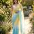 Yellow-sky blue twin padding color pixel crush fabric smart and sophisticated girlie saree