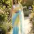 Yellow-sky blue twin padding color pixel crush fabric smart and sophisticated girlie saree