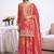 Red embroidery chinon silk salwar suit