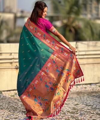 Rama sophisitcated paithani silk blend saree with meenakari woven  2