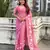 Pink color chanda kora silk fabric beautful floral embroidery work ceremonial saree