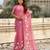 Pink color chanda kora silk fabric beautful floral embroidery work ceremonial saree