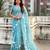 Sky blue color chanda kora silk fabric beautful floral embroidery work ceremonial saree