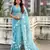 Sky blue color chanda kora silk fabric beautful floral embroidery work ceremonial saree