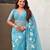 Sky blue color chanda kora silk fabric beautful floral embroidery work ceremonial saree