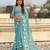 Sky blue color chanda kora silk fabric beautful floral embroidery work ceremonial saree