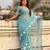 Sky blue color chanda kora silk fabric beautful floral embroidery work ceremonial saree