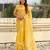 Yellow color chanda kora silk fabric beautful floral embroidery work ceremonial saree