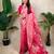 Baby pink color banarasi silk fabric woven jari meenakari jaal designer ethnic partywear saree