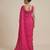 Rani pink printed satin pre draped saree set
