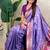 Lavender color banarasi silk fabric woven jari meenakari jaal designer ethnic partywear saree