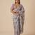 Grey printed georgette pre draped saree set