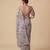 Grey printed georgette pre draped saree set