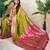 Mahendi color banarasi silk fabric woven jari meenakari jaal designer ethnic partywear saree