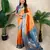 Orange faux banarasi silk fabric woven jari meenakari jaal designer ethnic partywear saree
