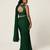 Emerald green georgette pre draped saree set