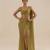Golden embroidered georgette pre draped saree set