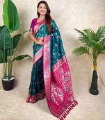 Rama faux banarasi silk fabric woven jari meenakari jaal designer ethnic partywear saree