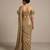Golden foil printed knit pre draped saree set
