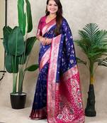 Voilet faux banarasi silk fabric woven jari meenakari jaal designer ethnic partywear saree