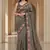 Grey color beautiful embroidered manipuri silk fabric ceremonial saree
