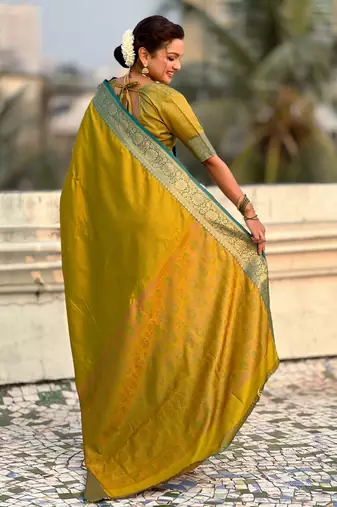 Mahendi graceful soft silk blend woven saree