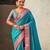 Sky blue color graceful soft silk fabric woven designer saree