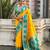 Yellow woven zari traditional motifs work silk blend   