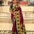 Wine woven zari traditional motifs work silk blend   