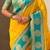 Yellow woven zari traditional motifs work silk blend   