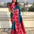 Teal woven zari traditional motifs work silk blend   
