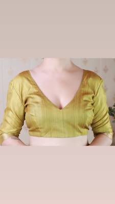 Mustard trendy looks classy tussar silk blend saree 5