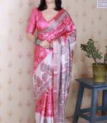 Pink color beautiful trendy looks classy tussar silk saree