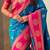 Teal woven zari traditional motifs work silk blend   