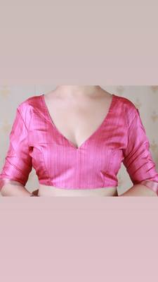 Pink trendy looks classy tussar silk blend saree 5